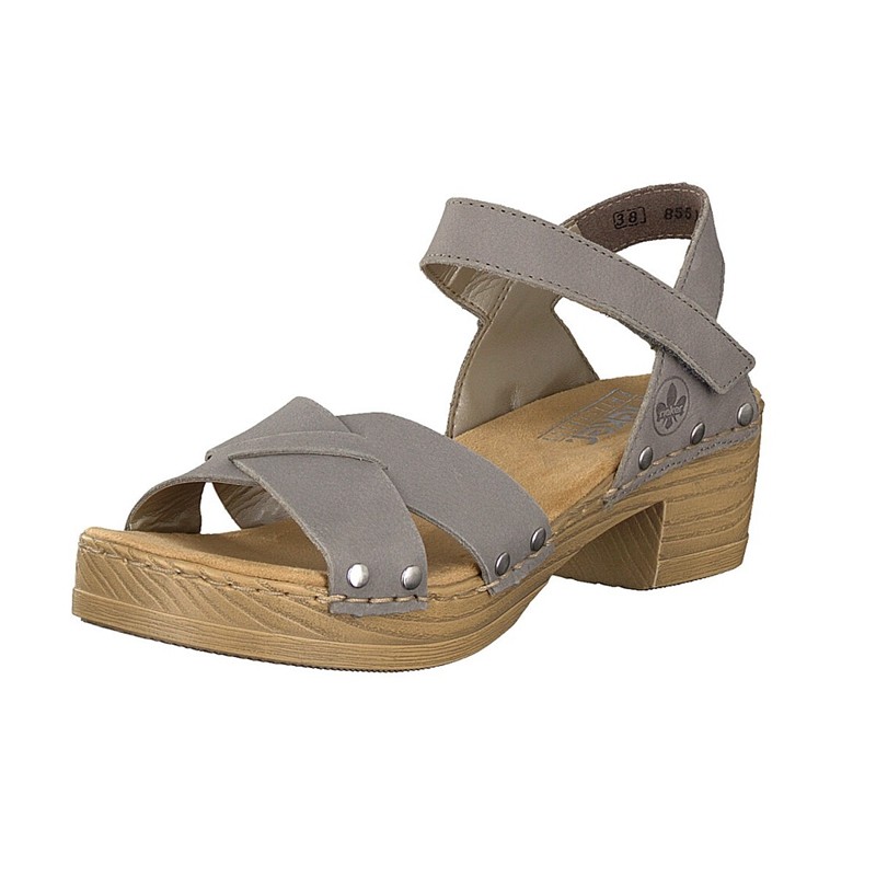 Sandalia Salto Alto Rieker V6853-40 Para Mulher - Cinzentas